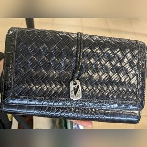 Brighton Woven Leather Croc Purse Wallet Phone